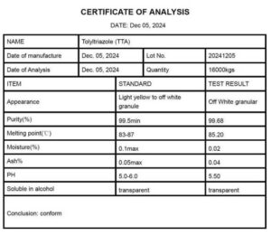 قیمت تولیل تری آزول، خرید تولیل تری آزول، تأمین کننده تولیل تری آزول ایران، آنالیز تولیل تریازول، MSDSتولی تری آزول، TTA، تی تی ای، کاربردهای تولیل تری آزول، بازدارند خوردگی تولیل تری آزول